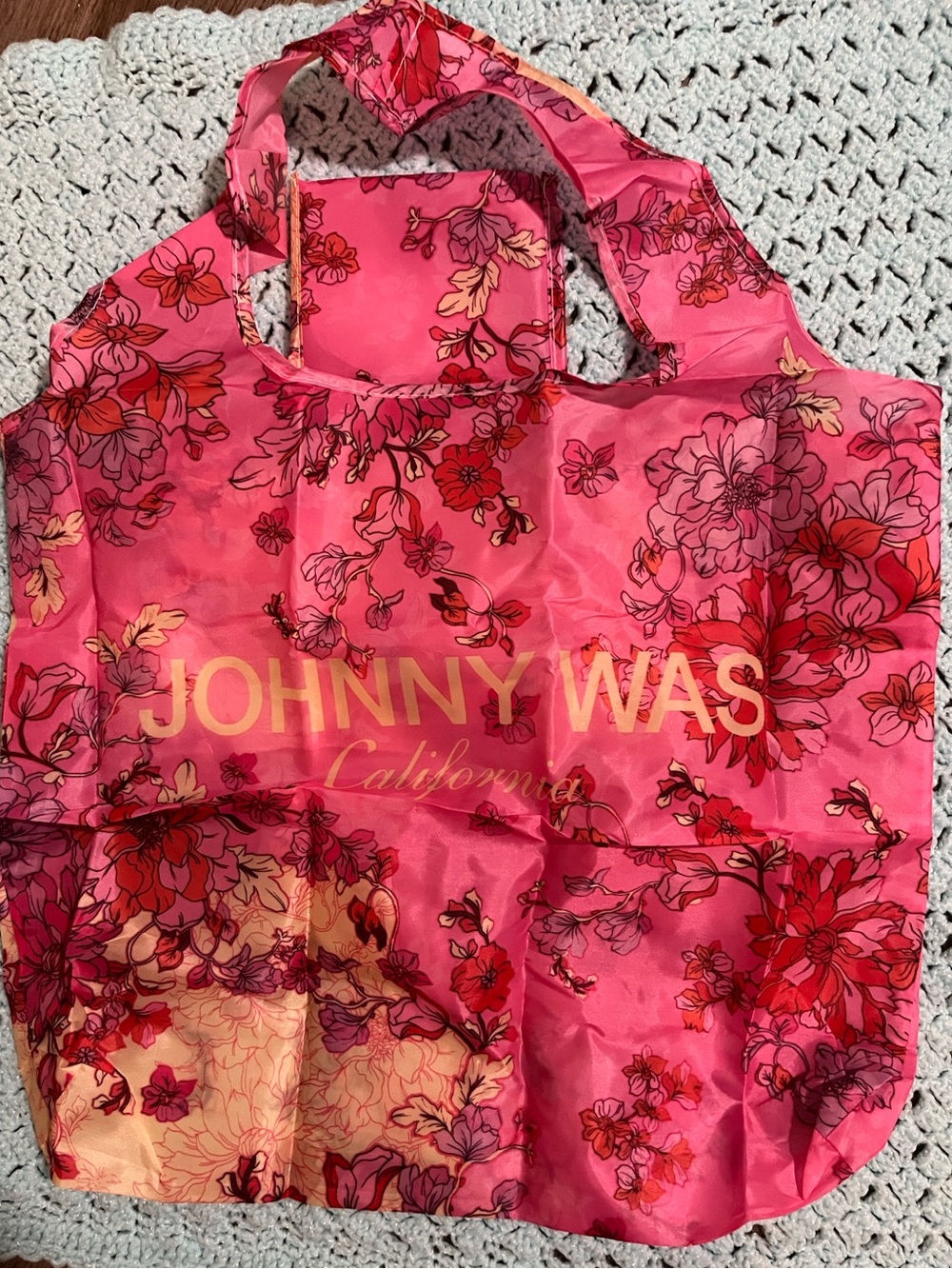 Johnny Was California Pink Floral Reusable Shopping Tote Vintage- New 14x17